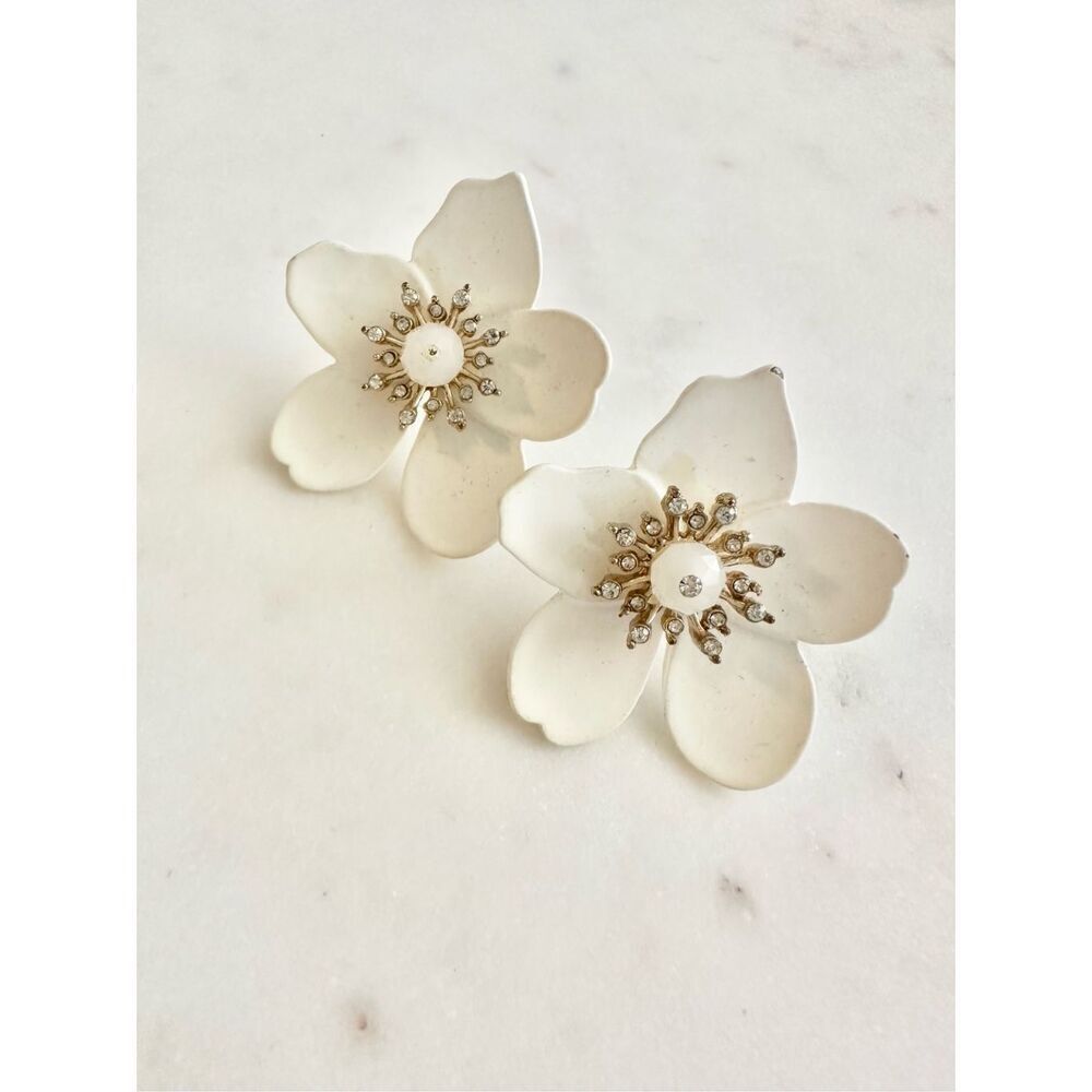J. Crew cream and gold color statement earrings 